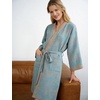 image:imageFlygo Cotton Robes for Women Gauze Kimono Robe Bathrobe Floral Jacquard Japanese Yukata Sleepwear Nightgowns LoungewearTurquoise