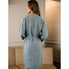 image:imageFlygo Cotton Robes for Women Gauze Kimono Robe Bathrobe Floral Jacquard Japanese Yukata Sleepwear Nightgowns LoungewearTurquoise