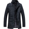 image:imageFlygo Mens Casual Jackets Stand Collar Lightweight Windproof Waterproof Parka Jacket OuterwearBlack