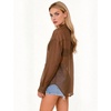 image:imageFlygo Sheer Tops for Women See Through Shiny Button Down Shirts Sexy Long Sleeve Loose Collared Blouse Top for Going OutBrown