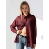 image:imageFlygo Sheer Tops for Women See Through Shiny Button Down Shirts Sexy Long Sleeve Loose Collared Blouse Top for Going OutBurgundy