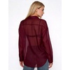 image:imageFlygo Sheer Tops for Women See Through Shiny Button Down Shirts Sexy Long Sleeve Loose Collared Blouse Top for Going OutBurgundy
