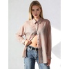 image:imageFlygo Sheer Tops for Women See Through Shiny Button Down Shirts Sexy Long Sleeve Loose Collared Blouse Top for Going OutChampagne