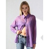 image:imageFlygo Sheer Tops for Women See Through Shiny Button Down Shirts Sexy Long Sleeve Loose Collared Blouse Top for Going OutPurple