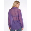 image:imageFlygo Sheer Tops for Women See Through Shiny Button Down Shirts Sexy Long Sleeve Loose Collared Blouse Top for Going OutPurple