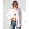 image:imageFlygo Sheer Tops for Women See Through Shiny Button Down Shirts Sexy Long Sleeve Loose Collared Blouse Top for Going OutWhite