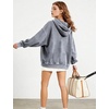 image:imageFlygo Women and Men Zip Up Hoodies 100 Cotton Oversized  Breathable brushed cotton fabric baggy Y2K silhouette zipper hoodie with pockets casual skate amp commute outerwearGrey
