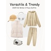 image:imageFlygo Womens Fleece 2 Piece Outfits Lounge Hoodie Sweatsuits Sets Oversized Sweatshirt Baggy Sweatpants Set WPocketsBeigeS