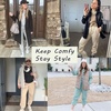 image:imageFlygo Womens Fleece 2 Piece Outfits Lounge Hoodie Sweatsuits Sets Oversized Sweatshirt Baggy Sweatpants Set WPocketsBeigeS