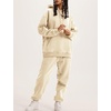 image:imageFlygo Womens Fleece 2 Piece Outfits Lounge Hoodie Sweatsuits Sets Oversized Sweatshirt Baggy Sweatpants Set WPocketsBeigeS
