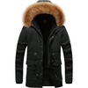 image:imageFlygo Mens Winter Warm MidLong Faux Fur Trim Hooded Sherpa Lined Parka JacketBlack