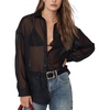 image:imageFlygo Sheer Tops for Women See Through Shiny Button Down Shirts Sexy Long Sleeve Loose Collared Blouse Top for Going OutBlack