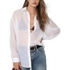 image:imageFlygo Sheer Tops for Women See Through Shiny Button Down Shirts Sexy Long Sleeve Loose Collared Blouse Top for Going OutWhite