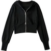 image:imageFlygo Womens Zip Up Hoodies Long Sleeve Cropped Tops Full Zipper Sweatshirt CardiganBlack