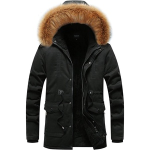 image:imageFlygo Mens Winter Warm MidLong Faux Fur Trim Hooded Sherpa Lined Parka JacketBlack