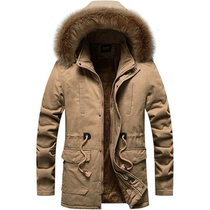 image:imageFlygo Mens Winter Warm MidLong Faux Fur Trim Hooded Sherpa Lined Parka JacketKhaki