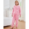 image:imageFlygo Girls 2 Piece Fuzzy Pants Sets Bear Ear Sweatshirt Hoodie Fleece Sweatpants Kids Fluffy Clothing Sets with PocketsLightpink