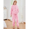 image:imageFlygo Girls 2 Piece Fuzzy Pants Sets Bear Ear Sweatshirt Hoodie Fleece Sweatpants Kids Fluffy Clothing Sets with PocketsLightpink