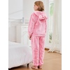 image:imageFlygo Girls 2 Piece Fuzzy Pants Sets Bear Ear Sweatshirt Hoodie Fleece Sweatpants Kids Fluffy Clothing Sets with PocketsLightpink