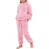 image:imageFlygo Girls 2 Piece Fuzzy Pants Sets Bear Ear Sweatshirt Hoodie Fleece Sweatpants Kids Fluffy Clothing Sets with PocketsLightpink