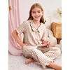 image:imageFlygo Girls Clothing Sets Gingham Ruffle Cotton 2 Piece Outfits Kids Short Sleeve Button Down Top Pants Set Cute Plaid OutfitBrown