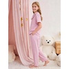 image:imageFlygo Girls Clothing Sets Gingham Ruffle Cotton 2 Piece Outfits Kids Short Sleeve Button Down Top Pants Set Cute Plaid OutfitPink