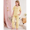 image:imageFlygo Girls Clothing Sets Gingham Ruffle Cotton 2 Piece Outfits Kids Short Sleeve Button Down Top Pants Set Cute Plaid OutfitYellow