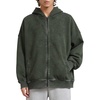image:imageFlygo Women and Men Zip Up Hoodies 100 Cotton OversizedArmyGreenXL  Breathable brushed cotton fabric baggy Y2K silhouette zipper hoodie with pockets casual skate amp commute outerwear