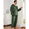 image:imageFlygo Mens Pajamas Set Winter Warm Coral Fleece Pajamas Fuzzy Pants Lounge Set Loose Plush SleepwearArmygreen