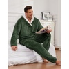 image:imageFlygo Mens Pajamas Set Winter Warm Coral Fleece Pajamas Fuzzy Pants Lounge Set Loose Plush SleepwearArmygreen