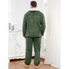 image:imageFlygo Mens Pajamas Set Winter Warm Coral Fleece Pajamas Fuzzy Pants Lounge Set Loose Plush SleepwearArmygreen