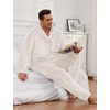 image:imageFlygo Mens Pajamas Set Winter Warm Coral Fleece Pajamas Fuzzy Pants Lounge Set Loose Plush SleepwearBeige