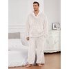 image:imageFlygo Mens Pajamas Set Winter Warm Coral Fleece Pajamas Fuzzy Pants Lounge Set Loose Plush SleepwearBeige