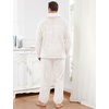 image:imageFlygo Mens Pajamas Set Winter Warm Coral Fleece Pajamas Fuzzy Pants Lounge Set Loose Plush SleepwearBeige