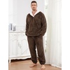 image:imageFlygo Mens Pajamas Set Winter Warm Coral Fleece Pajamas Fuzzy Pants Lounge Set Loose Plush SleepwearBrown