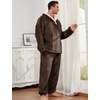 image:imageFlygo Mens Pajamas Set Winter Warm Coral Fleece Pajamas Fuzzy Pants Lounge Set Loose Plush SleepwearBrown