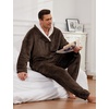 image:imageFlygo Mens Pajamas Set Winter Warm Coral Fleece Pajamas Fuzzy Pants Lounge Set Loose Plush SleepwearBrown