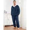 image:imageFlygo Mens Pajamas Set Winter Warm Coral Fleece Pajamas Fuzzy Pants Lounge Set Loose Plush SleepwearDarkblue