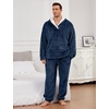 image:imageFlygo Mens Pajamas Set Winter Warm Coral Fleece Pajamas Fuzzy Pants Lounge Set Loose Plush SleepwearDarkblue