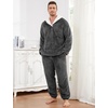 image:imageFlygo Mens Pajamas Set Winter Warm Coral Fleece Pajamas Fuzzy Pants Lounge Set Loose Plush SleepwearDarkgrey