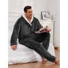 image:imageFlygo Mens Pajamas Set Winter Warm Coral Fleece Pajamas Fuzzy Pants Lounge Set Loose Plush SleepwearDarkgrey