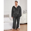 image:imageFlygo Mens Pajamas Set Winter Warm Coral Fleece Pajamas Fuzzy Pants Lounge Set Loose Plush SleepwearDarkgrey