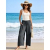 image:imageFlygo Women Wide Leg Pants Summer Beach Flowy Palazzo Trousers High Waisted Drawstring Casual Loose Harem Pants with PocketsDark Grey