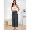 image:imageFlygo Women Wide Leg Pants Summer Beach Flowy Palazzo Trousers High Waisted Drawstring Casual Loose Harem Pants with PocketsDark Grey