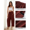 image:imageFlygo Women Wide Leg Pants Summer Beach Flowy Palazzo Trousers High Waisted Drawstring Casual Loose Harem Pants with PocketsRust