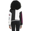 image:imageFlygo Womens Cropped Baseball Jacket Color Block Print Y2k Varsity Bomber Uniform StreetwearBlack