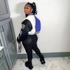 image:imageFlygo Womens Cropped Baseball Jacket Color Block Print Y2k Varsity Bomber Uniform StreetwearBlue