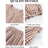 image:imageFlygo Womens Gingham Pajama Set 2 Piece Cotton Pjs Lounge Sets  Puff Short Sleeve Plaid Babydoll Set Pleated Front Henley Top Elastic Waist Pants Side Pockets Matching Summer OutfitsBrown