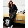 image:imageFlygo Womens Half Zip Collared Long Sleeve Jumpsuit with Pockets  Soft Stretch Lightweight Fabric Collared Half Zip Design Drawstring Elastic Waist Cuffed Jogger Legs with Side PocketsBlack