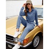image:imageFlygo Womens Half Zip Collared Long Sleeve Jumpsuit with Pockets  Soft Stretch Lightweight Fabric Collared Half Zip Design Drawstring Elastic Waist Cuffed Jogger Legs with Side PocketsGreyblue